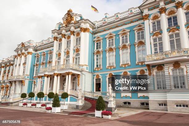 Front of Catherine Palace, Tsarskoye Selo, Pushkin, St Petersburg, Russia.