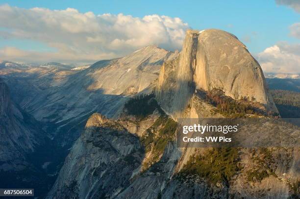 Half Dome, Ahwiyah Point and Clouds Rest at Sunset, Glacier Point, Yosemite National Park.