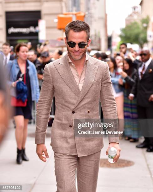 Chris Pine leaves "AOL Build" taping at BUILD Studio on May 23, 2017 in New York City.