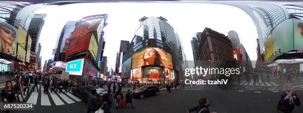 time square at night , new york city - 360 panoramic stock pictures, royalty-free photos & images