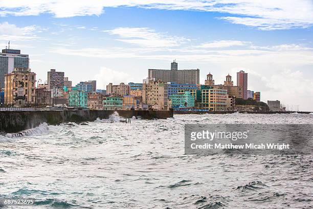 the coastline of new havana city. - malecon stock pictures, royalty-free photos & images