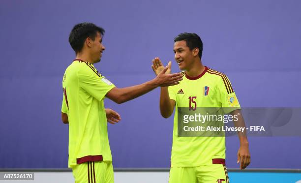 Samuel Sosa of Venezuela celebrates after scoring his goal during the FIFA U-20 World Cup Korea Republic 2017 group B match between Venezuela and...