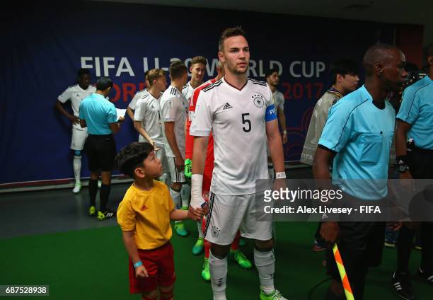 Benedikt Gimber of Germany gets ready to lead his team out prior to the FIFA U-20 World Cup Korea Republic 2017 group B match between Mexico and...