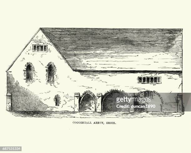 ilustraciones, imágenes clip art, dibujos animados e iconos de stock de abadía de coggeshall, essex, siglo xix - essex england