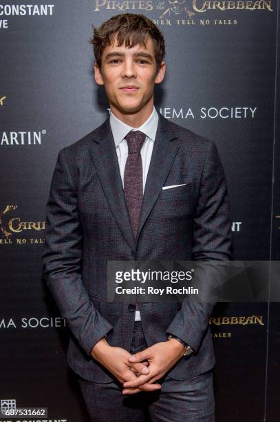 Actor Brenton Thwaites attends The Cinema Society host a screening of "Pirates Of The Caribbean: Dead Men Tell No Tales" at Crosby Street Hotel on...