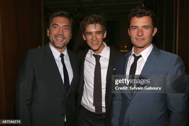 Javier Bardem, Brenton Thwaites and Orlando Bloom attend The Cinema Society with Remy Martin & Frederique Constant host the after party for "Pirates...