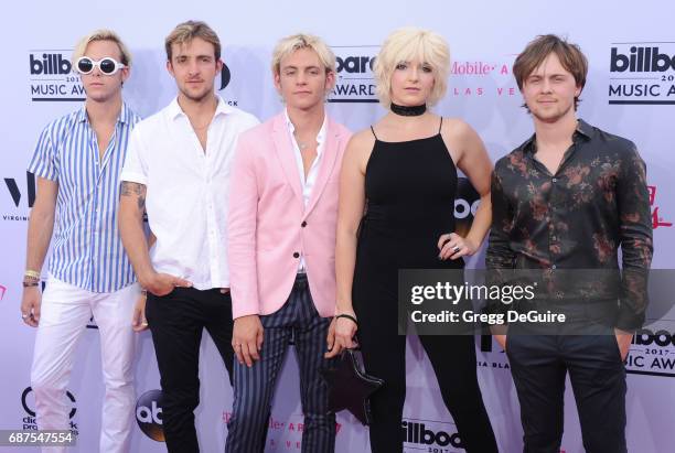 Ross Lynch, Rocky Lynch, Riker Lynch, Rydel Lynch, Ellington Ratliff of R5 arrive at the 2017 Billboard Music Awards at T-Mobile Arena on May 21,...