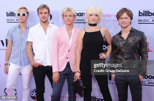 Ross Lynch, Rocky Lynch, Riker Lynch, Rydel Lynch, Ellington Ratliff of R5 arrive at the 2017 Billboard Music Awards at T-Mobile Arena on May 21,...