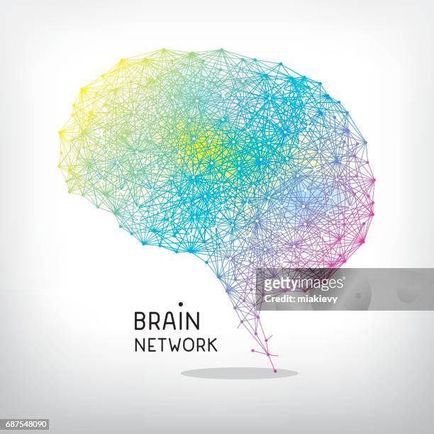 stockillustraties, clipart, cartoons en iconen met hersenen netwerk - brain diagram colour