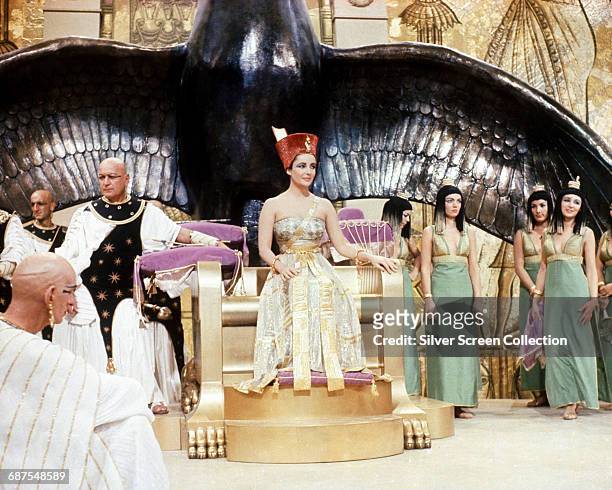 Actress Elizabeth Taylor as the titular Egyptian queen in the historical epic 'Cleopatra', 1963.