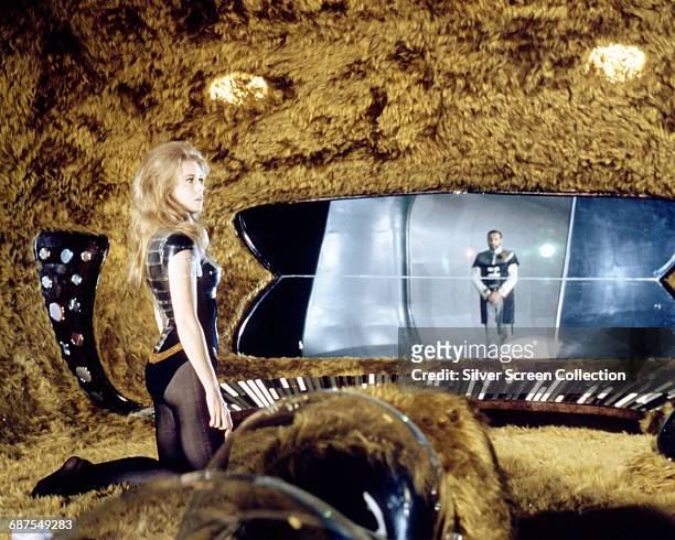 American actress Jane Fonda as Barbarella in the science fiction film 'Barbarella', 1968.