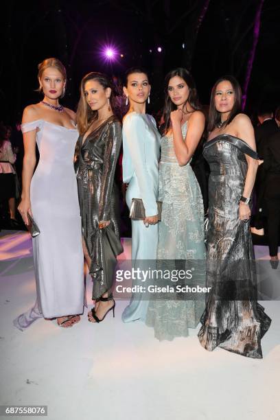 Toni Garrn, fashion designer Siran Manoukian, Georgia Fowler, Sara Sampaio and Yvette Juhn during the DeGrisogono "Love On The Rocks" gala during the...