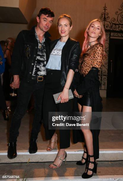 Robbie Furze, Polly Morgan and Mary Charteris attend the Jimmy Choo & Mytheresa.com dinner at The Garden Museum on May 23, 2017 in London, England.