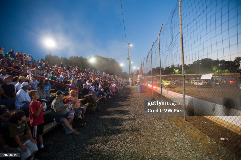 Spectators in the stands at a Demolition Derby
