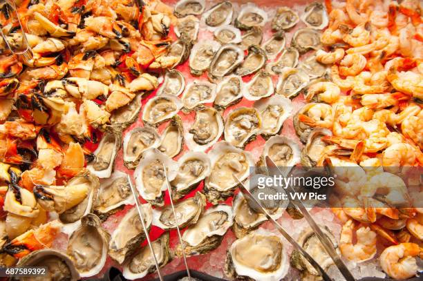 Oysters, shrimp and crab claws.