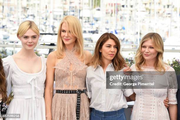 Actresses Elle Fanning, Nicole Kidman, director Sofia Coppola and Kirsten Dunst attend the "The Beguiled" photocall during the 70th annual Cannes...
