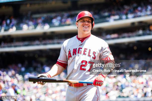 Mike Trout of the Los Angeles Angels looks on during the game New York Mets at Citi Field on May 21, 2017 in the Queens borough of New York City. "n