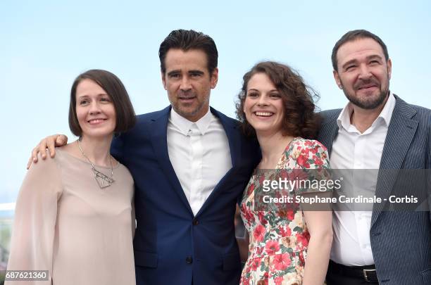 Olga Dragunova, Colin Farrell, Darya Zhovner and Artem Tsypin attend the"Tesnota - Une Vie A L'Etroit" photocall during the 70th annual Cannes Film...