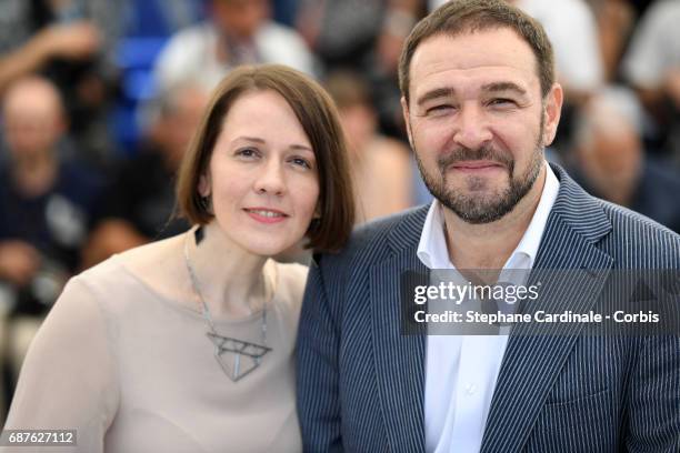 Olga Dragunova amd Artem Tsypin attend the"Tesnota - Une Vie A L'Etroit" photocall during the 70th annual Cannes Film Festival at Palais des...
