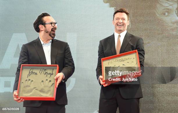 Actor Hugh Jackman and director James Mangold attend the premiere for "Logan" at Roppongi Hills on May 24, 2017 in Tokyo, Japan.