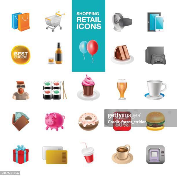 shoping retail icons - shopping stock illustrations