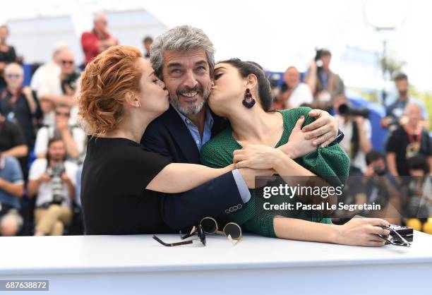 Actors Dolores Fonzi, Ricardo Darin and Erica Rivas attend the "La Cordillera - El Presidente" photocall during the 70th annual Cannes Film Festival...