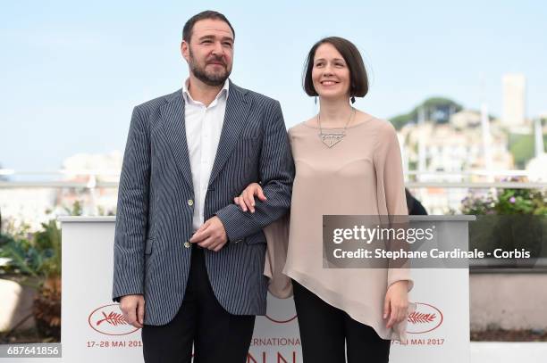 Artem Tsypin and Olga Dragunova attend the "Tesnota - Une Vie A L'Etroit" photocall during the 70th annual Cannes Film Festival at Palais des...