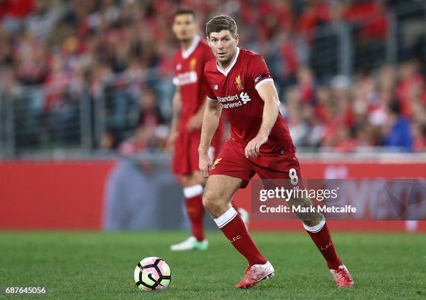 Steven Gerrard of Liverpool looks to pass during the International Friendly match between Sydney FC and Liverpool FC at ANZ Stadium on May 24, 2017...