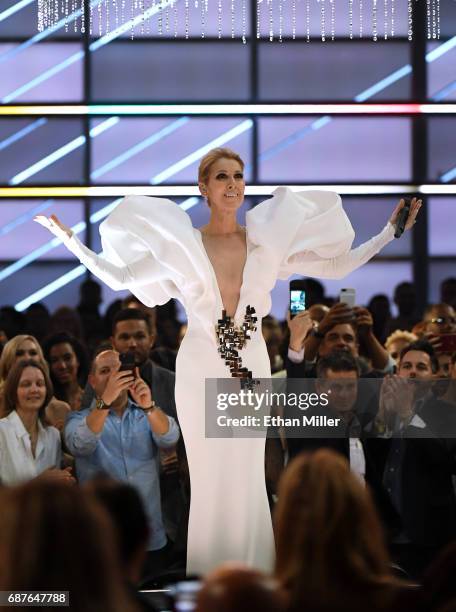 Singer Celine Dion performs during the 2017 Billboard Music Awards at T-Mobile Arena on May 21, 2017 in Las Vegas, Nevada.