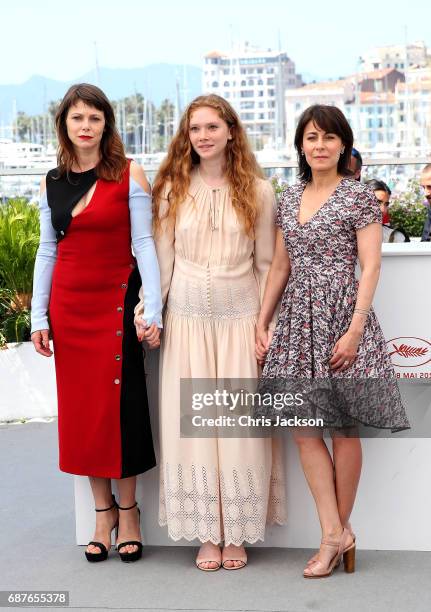 Barbora Bobulova, Charlotte Cetaire and Marilyne Canto attends the "Dopo La Guerra - Apres La Guerre" photocall during the 70th annual Cannes Film...