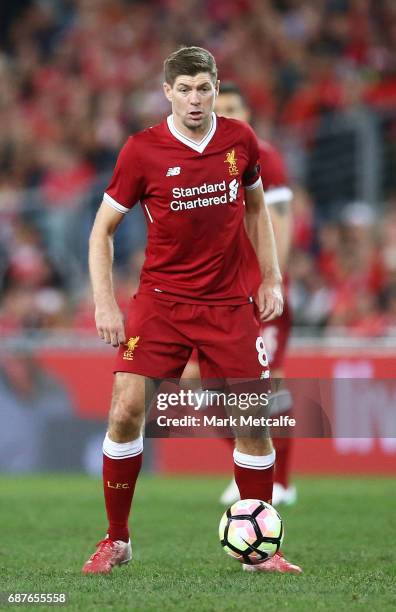 Steven Gerrard of Liverpool in action during the International Friendly match between Sydney FC and Liverpool FC at ANZ Stadium on May 24, 2017 in...