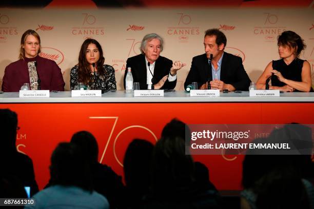 Belgian actress Severine Caneele, French actress Izia Higelin, French director Jacques Doillon, French actor Vincent Lindon and Producer Kristina...