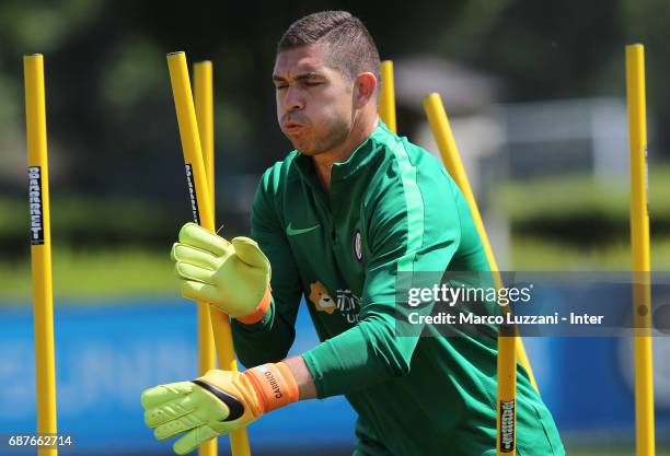 Juan Pablo Carrizo of FC Internazionale trains during the FC Internazionale training session at the club's training ground Suning Training Center in...