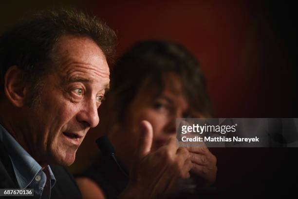 Vincent Lindon and Kristina Larsen attend the "Rodin" press conference during the 70th annual Cannes Film Festival at Palais des Festivals on May 24,...