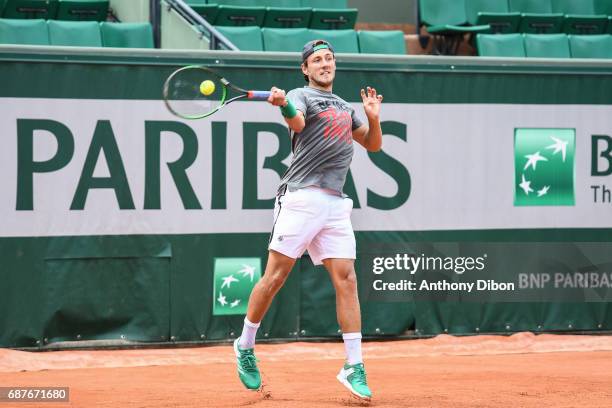 Lucas Pouille during qualifying match of the 2017 French Open at Roland Garros on May 24, 2017 in Paris, France.