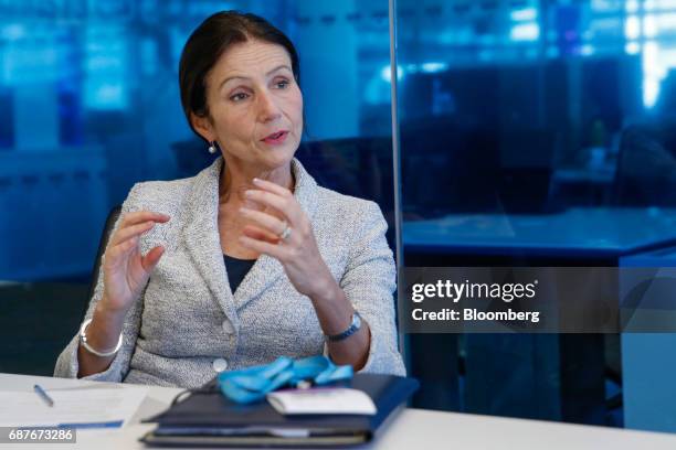 Carolyn Fairbairn, director general of the Confederation of British Industry , gestures while speaking during an interview in London, U.K., on...