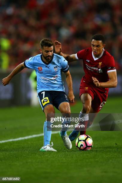 Michael Zullo of Sydney FC controls the ball during the International Friendly match between Sydney FC and Liverpool FC at ANZ Stadium on May 24,...