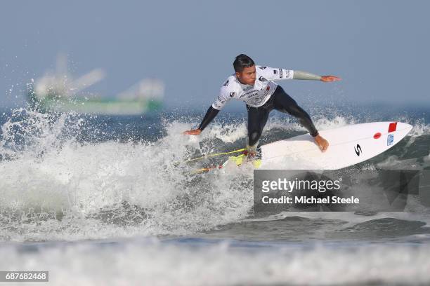Zhao Yuan Hong of China competing in the Men's Repechage Round 1 during day five of the ISA World Surfing Games 2017 at Grande Plage on May 24, 2017...