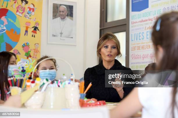 United States First Lady Melania Trump visits the Pediatric Hospital Bambin Gesu on May 24, 2017 in Vatican City, Vatican. The President Trump and...