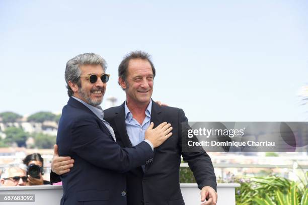 Ricardo Darin and Vincent Lindon attend the "Rodin" photocall during the 70th annual Cannes Film Festival at Palais des Festivals on May 24, 2017 in...