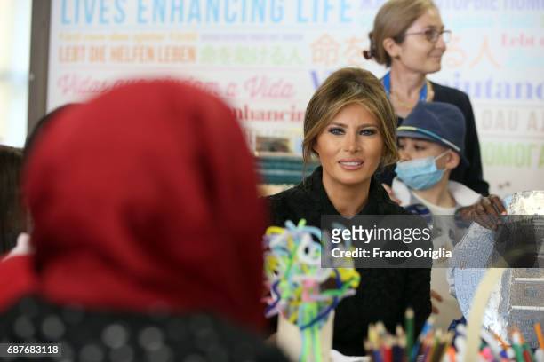 United States First Lady Melania Trump visits the Pediatric Hospital Bambin Gesu on May 24, 2017 in Vatican City, Vatican. The President Trump and...