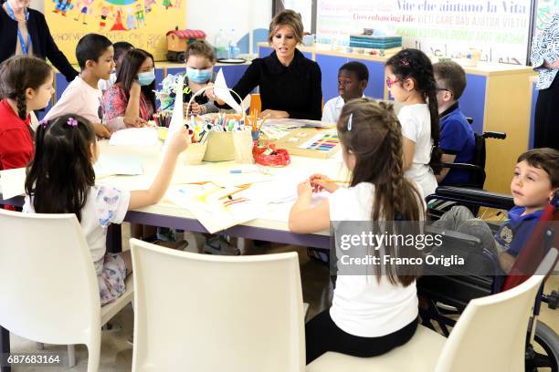 United States First Lady Melania Trump visits the Pediatric Hospital Bambin Gesu on May 24, 2017 in Vatican City, Vatican. The President Trump and...