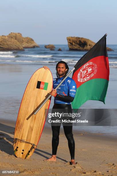 Afridun Amu of Afghanistan poses for a portrait after competing in the Men's Repechage Round 1 during day five of the ISA World Surfing Games 2017 at...