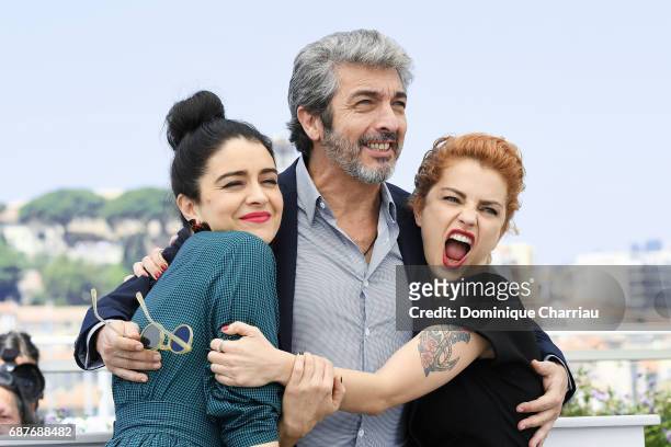 Erica Rivas, Ricardo Darin and Dolores Fonzi attend the "La Cordillera - El Presidente" photocall during the 70th annual Cannes Film Festival at...