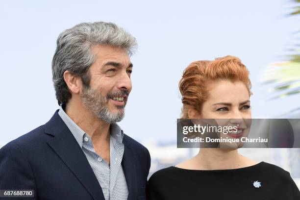 Ricardo Darin and Dolores Fonzi attend the "La Cordillera - El Presidente" photocall during the 70th annual Cannes Film Festival at Palais des...