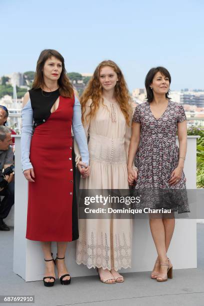 Barbora Bobulova, Charlotte Cetaire and Marilyne Canto attend the "Dopo La Guerra - Apres La Guerre" photocall during the 70th annual Cannes Film...