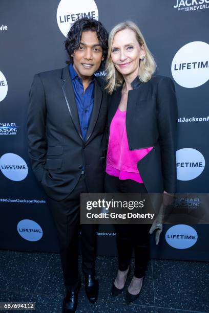 Actor Navi and Liz Gateley, EVP & Head of Programming, Lifetime Network, arrive at the Lifetime Hosts Fan Gala And Advance Screening For "Michael...