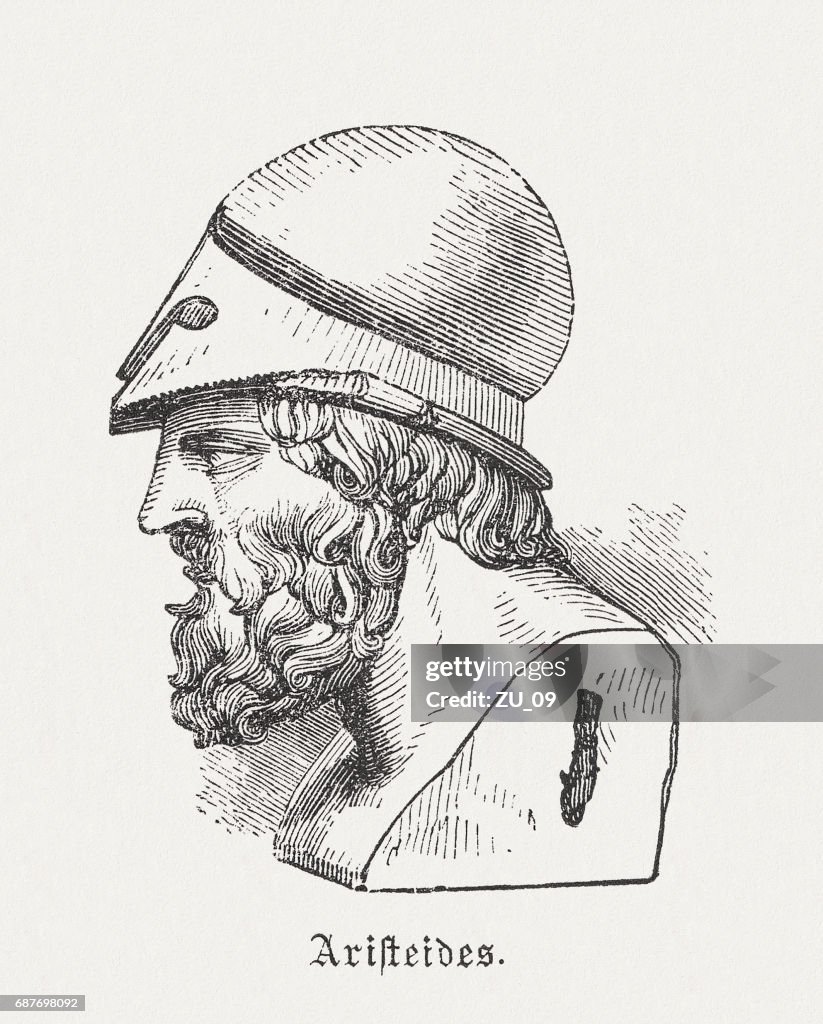 Aristides (Athenian statesman, c.550-c.467 BC), wood engraving, published in 1880