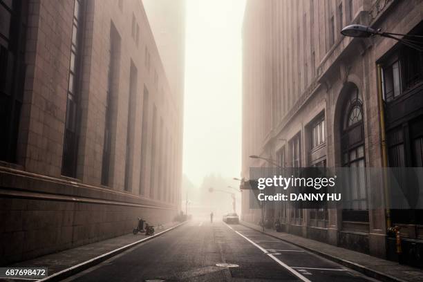 shanghai bund in fog - deco district stock pictures, royalty-free photos & images