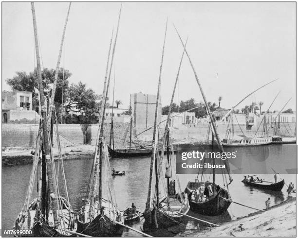 antique photographs of holy land, egypt and middle east: the island rhoda (roda) - roda stock illustrations